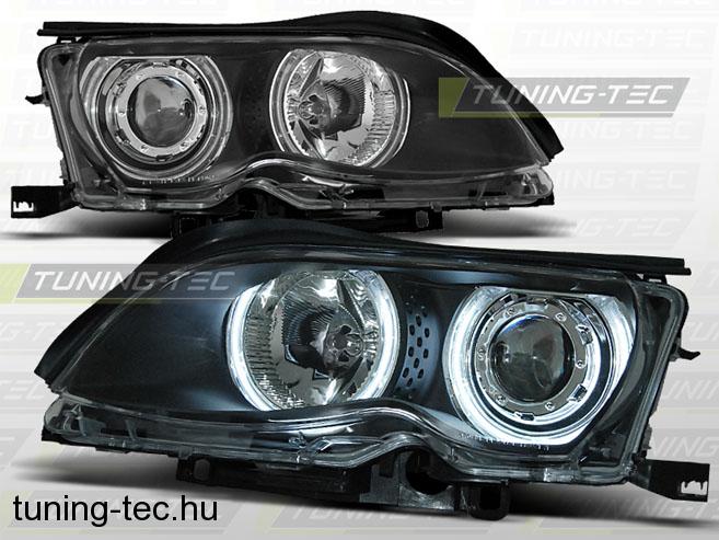 Első lámpák BMW E46 Angel Eyes fekete 09.0103.05 SEDAN