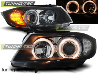 BMW E90/E91 Angel Eyes fekete 03.05-08.08 LED INDICATOR  Tuning-Tec Fényszóró